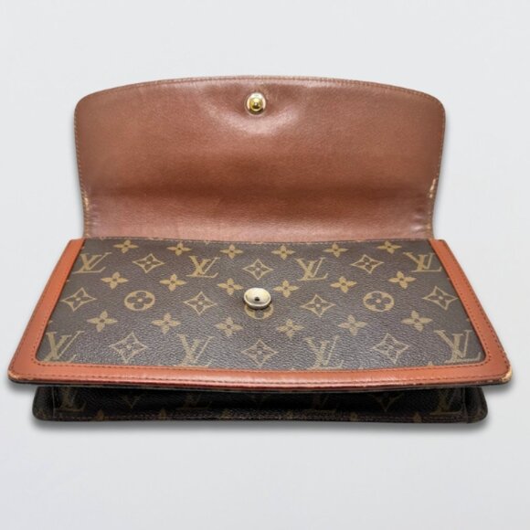 Louis Vuitton PM Clutch Bag Monogram Pochette Dame 29 GM Leather Trim Brown OS - Picture 3 of 12